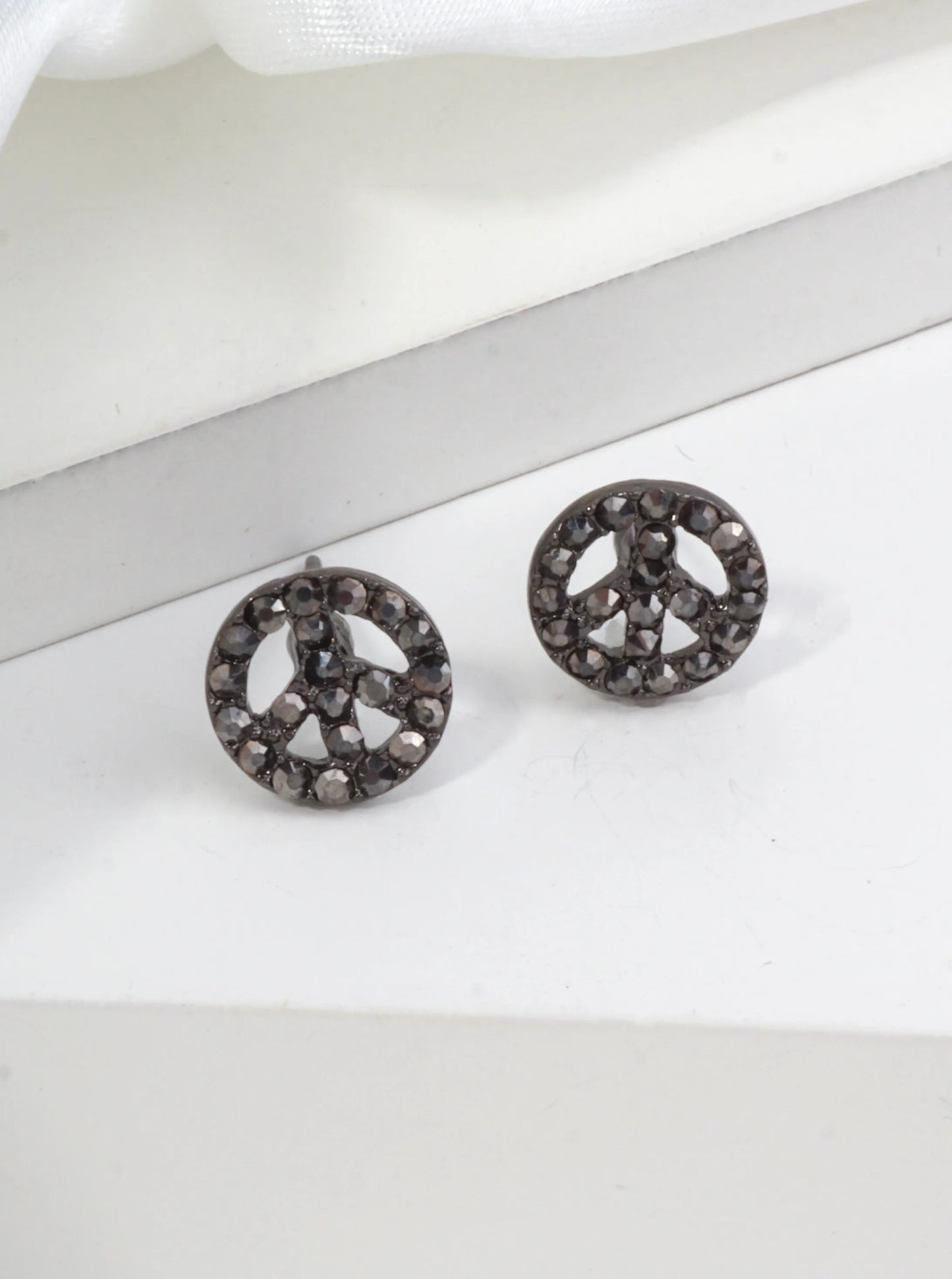 Peace Symbol Pavé Stud Earrings