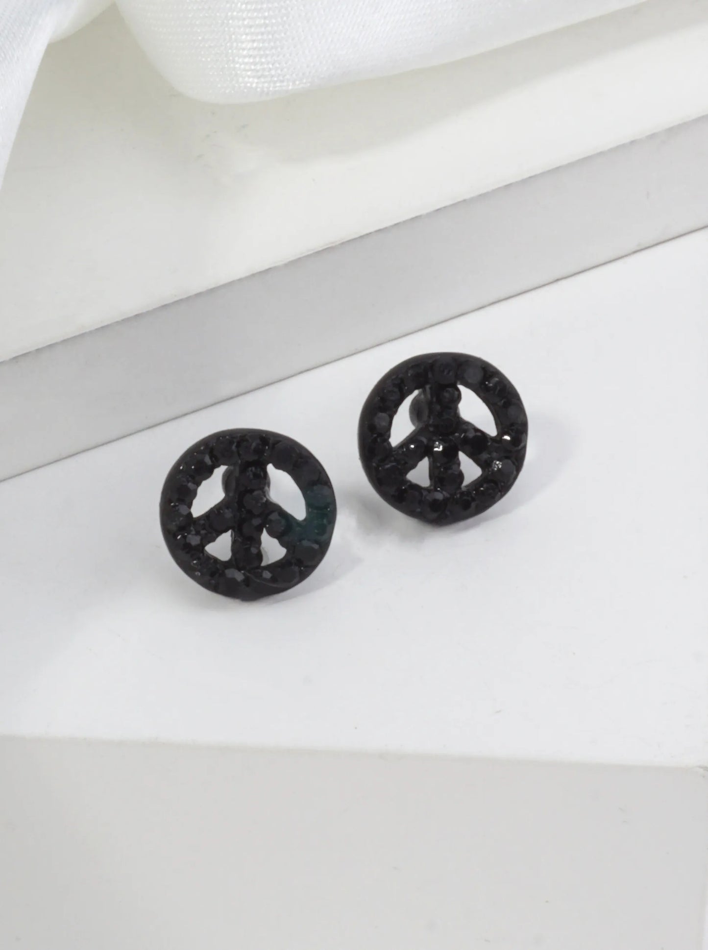 Peace Symbol Pavé Stud Earrings