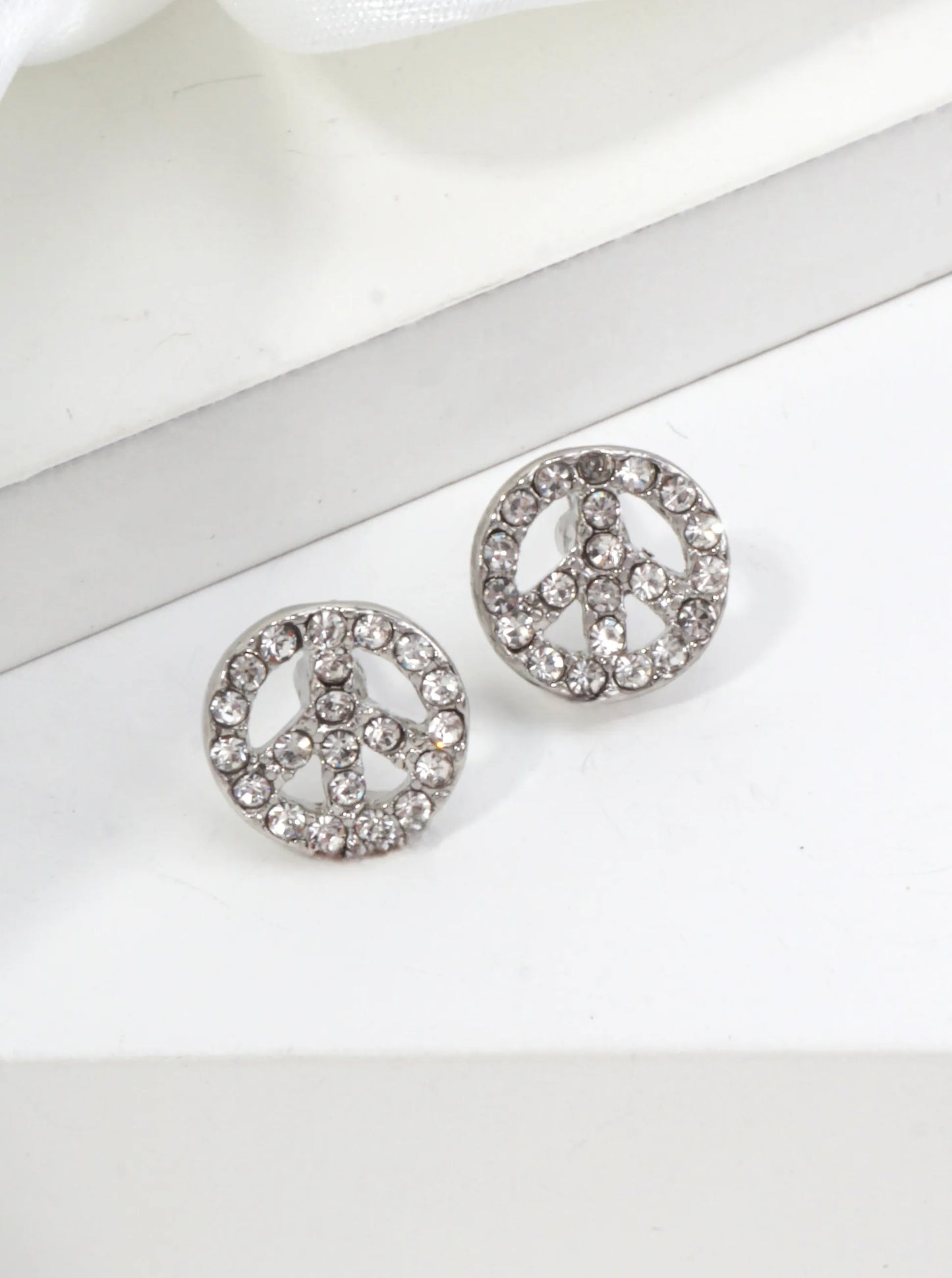 Peace Symbol Pavé Stud Earrings