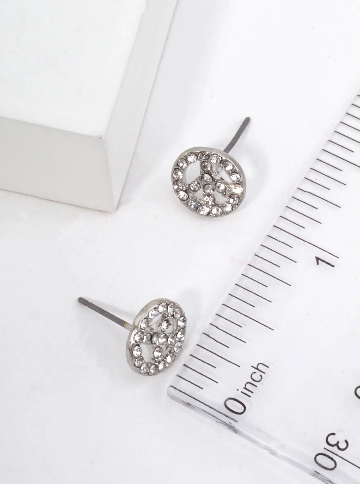 Peace Symbol Pavé Stud Earrings
