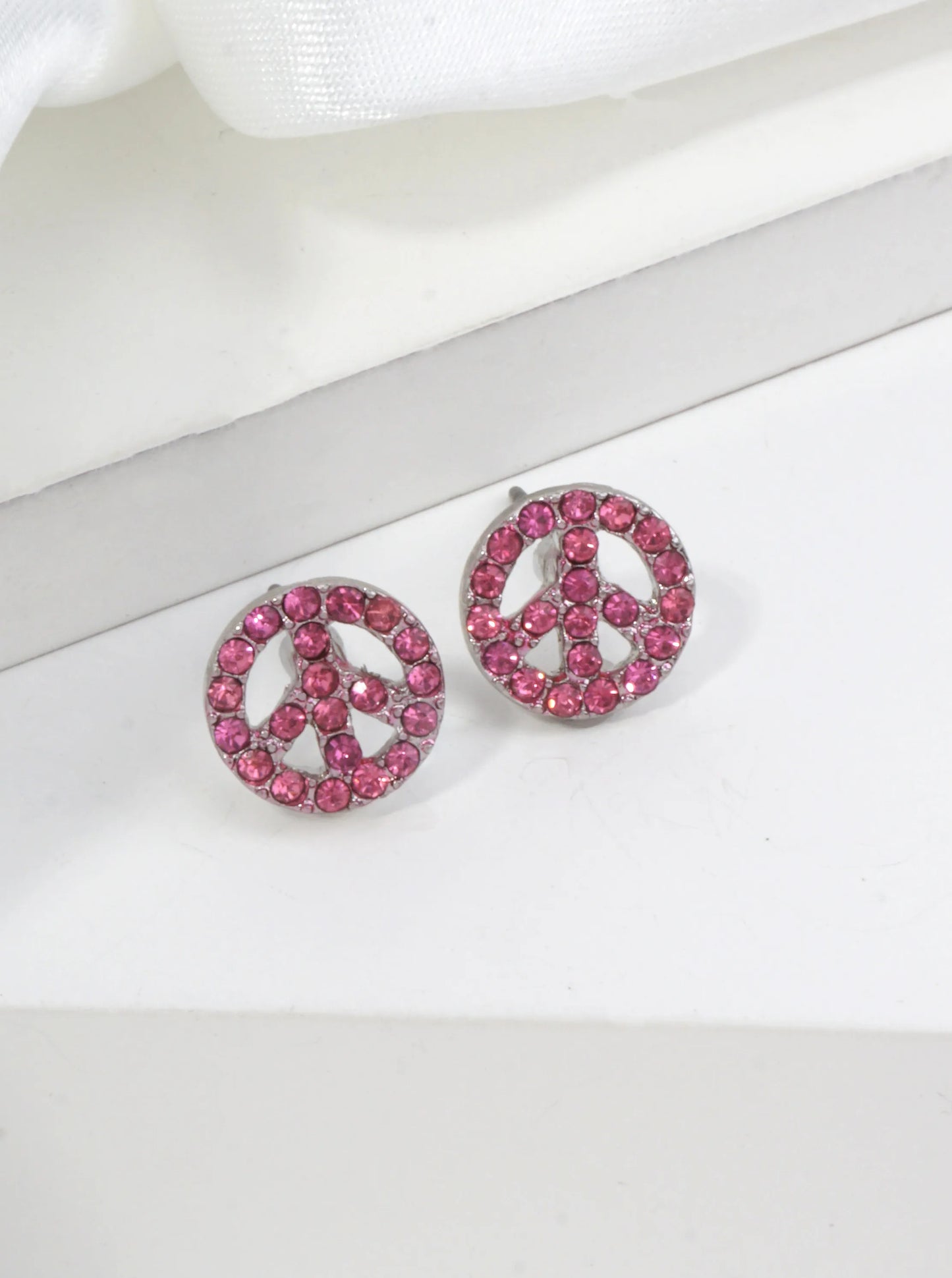 Peace Symbol Pavé Stud Earrings