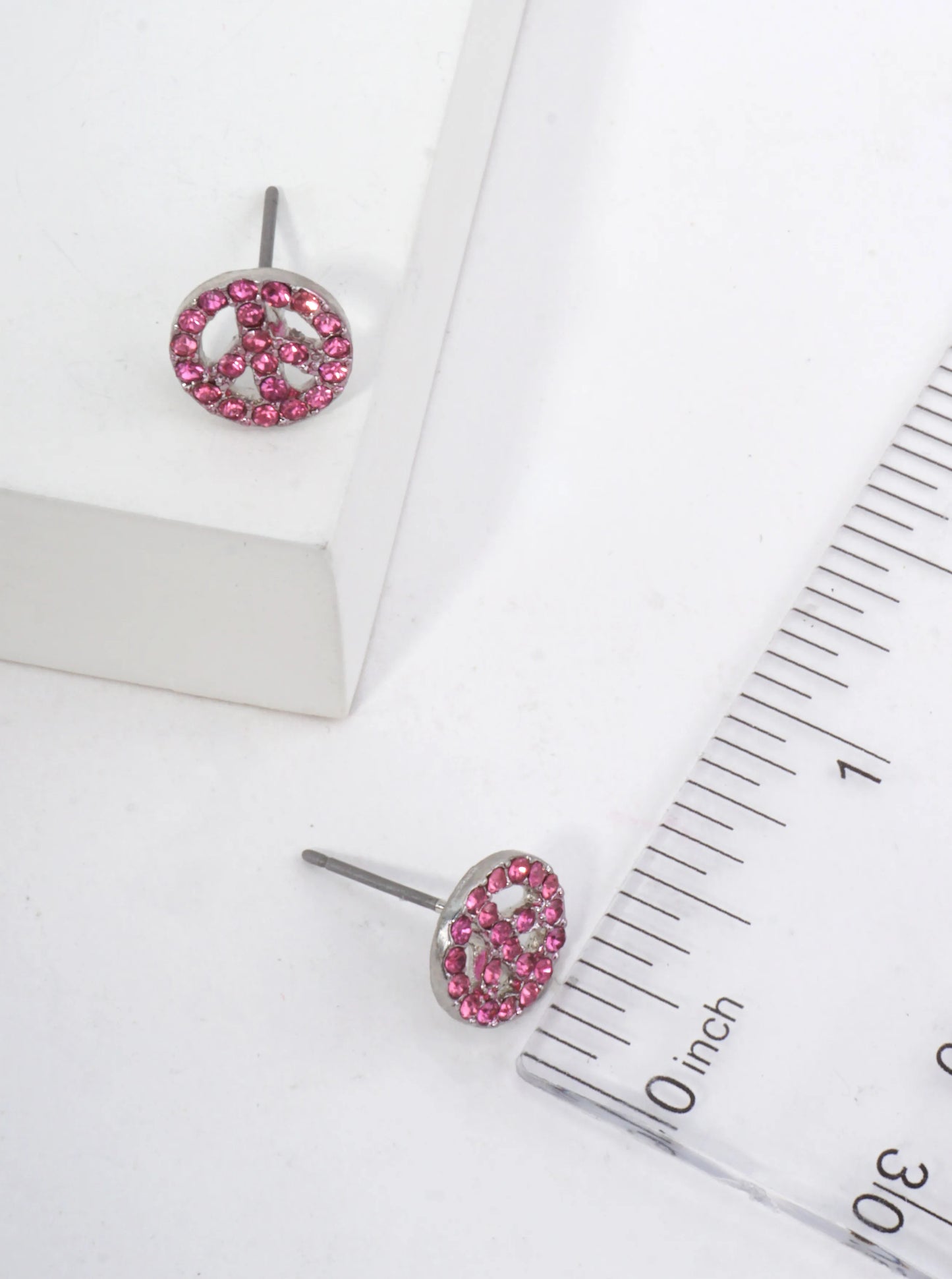 Peace Symbol Pavé Stud Earrings