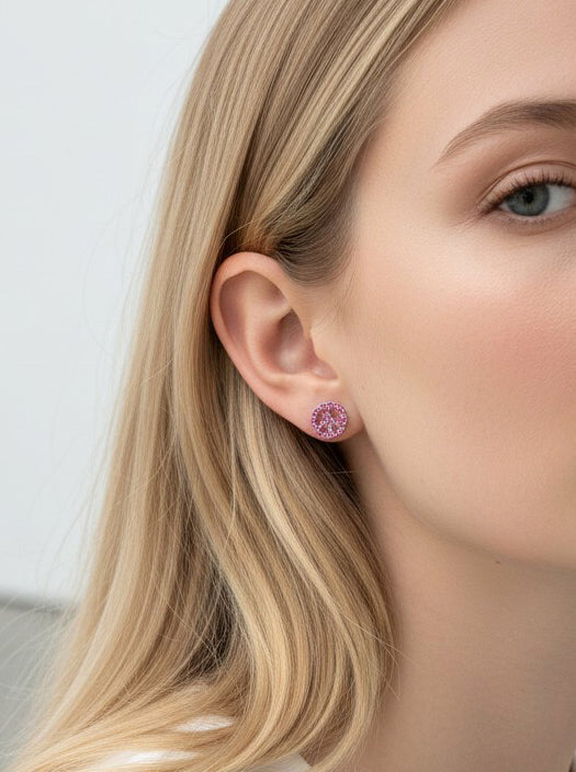 Peace Symbol Pavé Stud Earrings