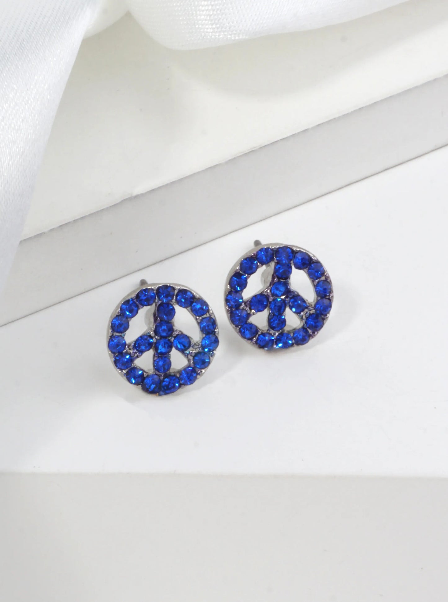 Peace Symbol Pavé Stud Earrings