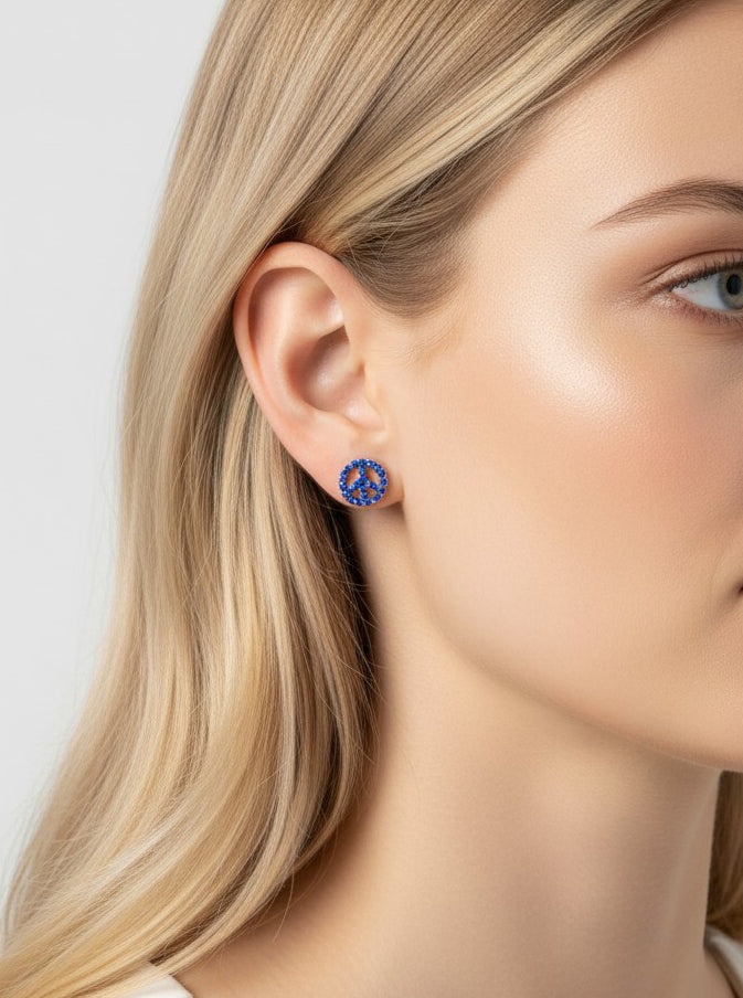 Peace Symbol Pavé Stud Earrings
