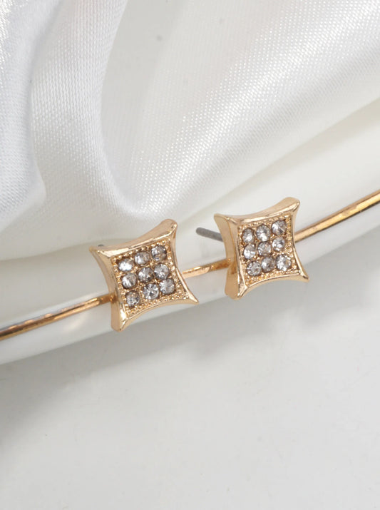 Polished Square Pavé Stud Earrings