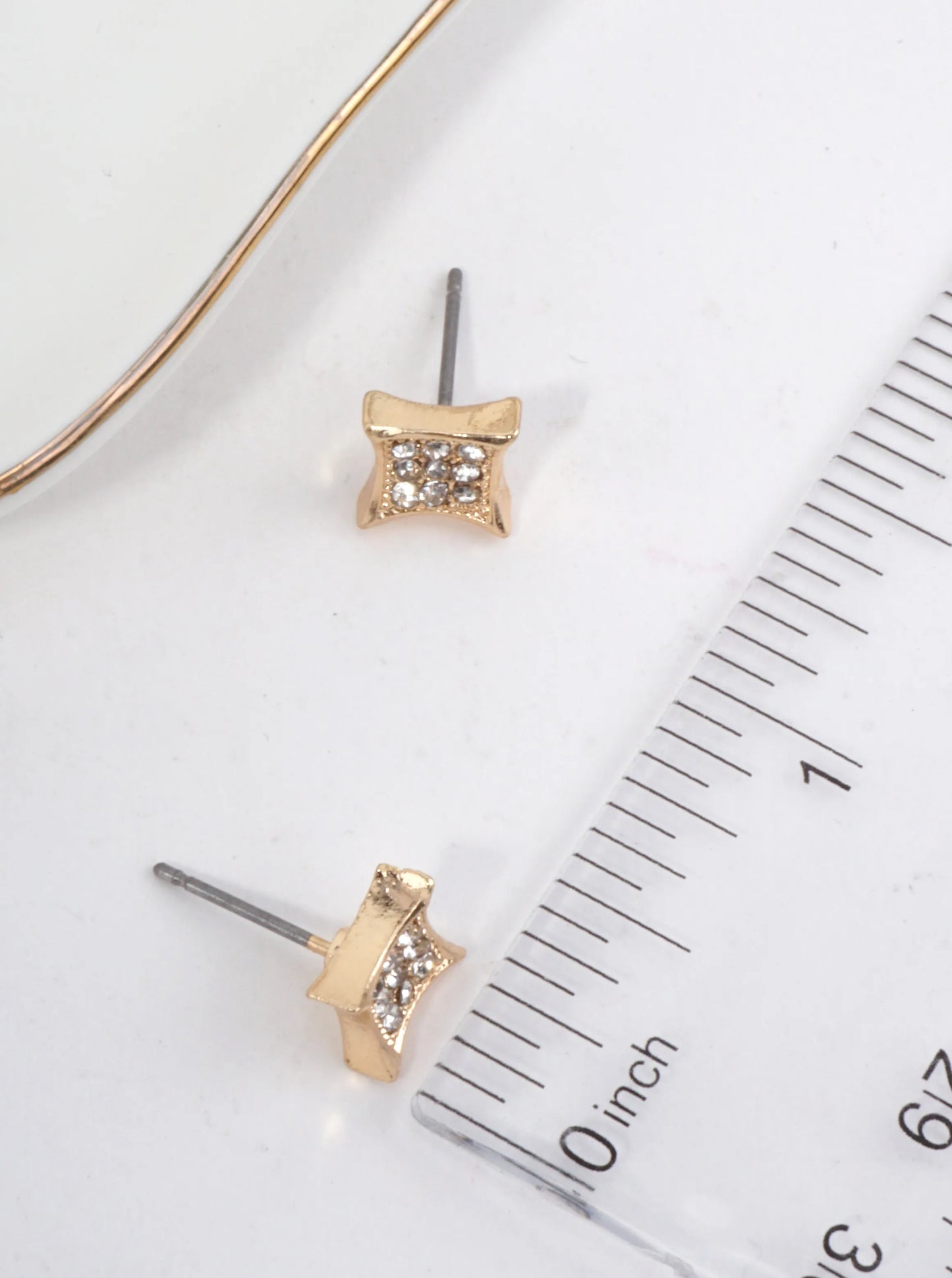 Polished Square Pavé Stud Earrings