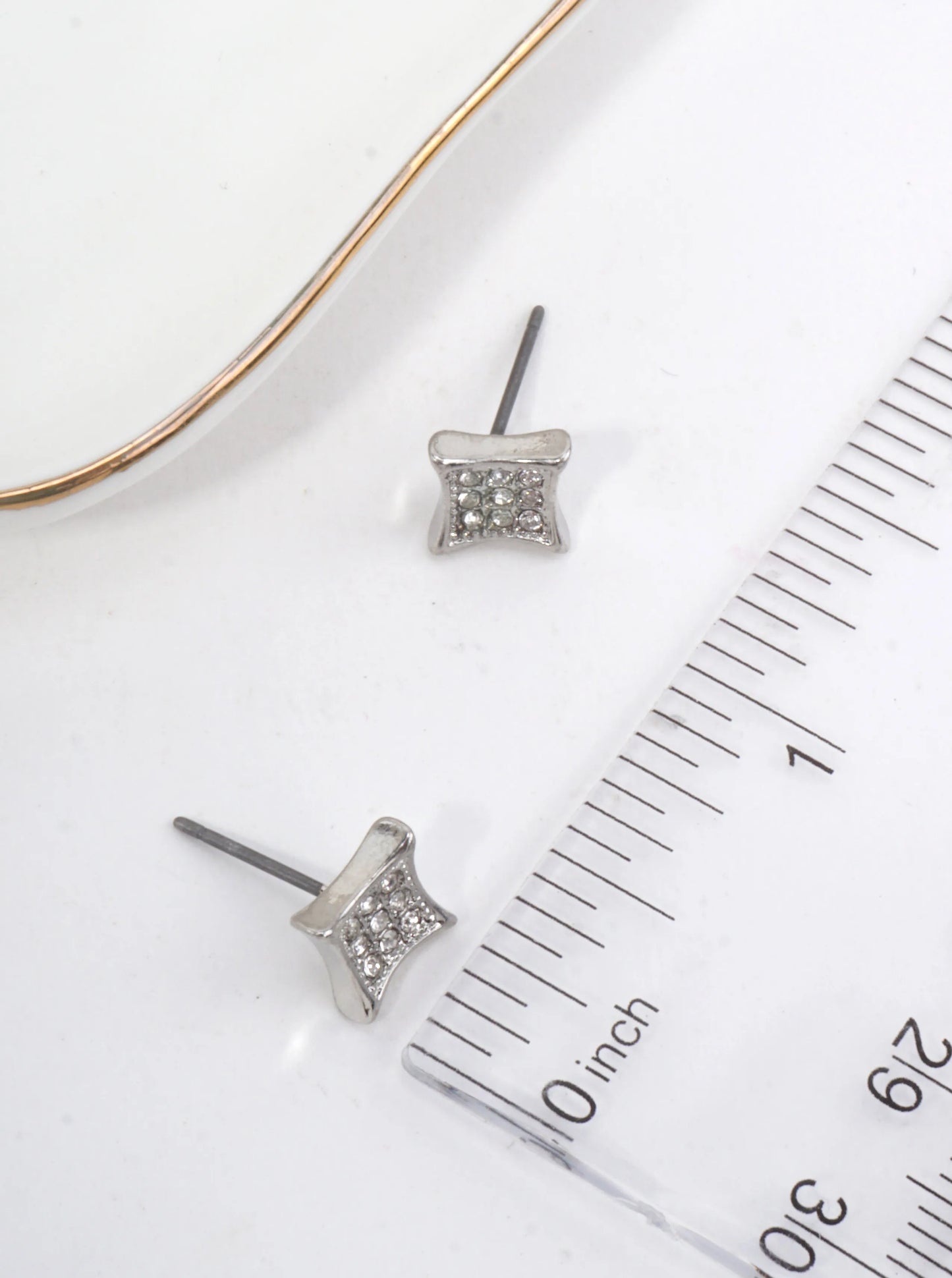 Polished Square Pavé Stud Earrings