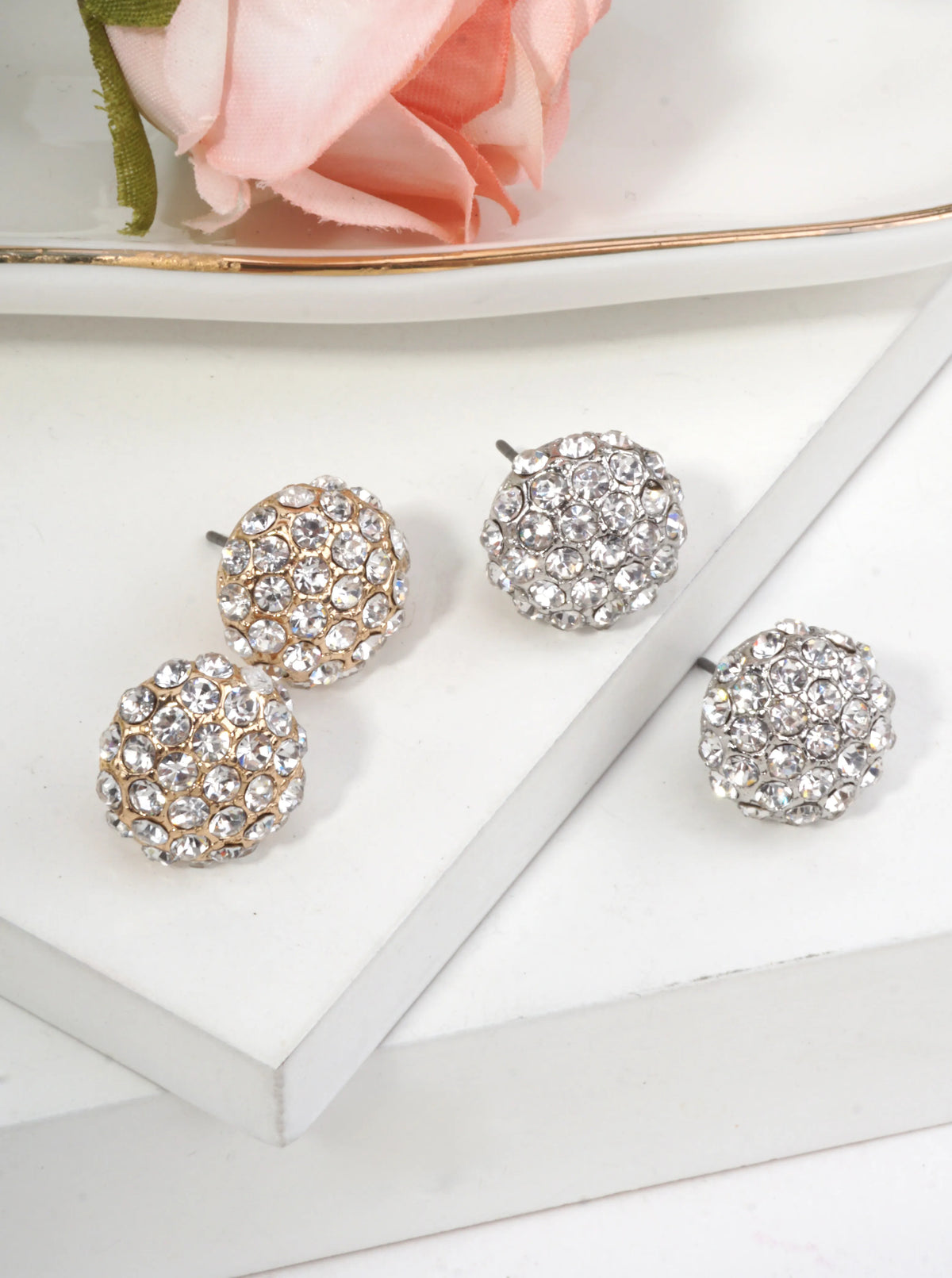 Pavé Crystal Round Stud Earrings