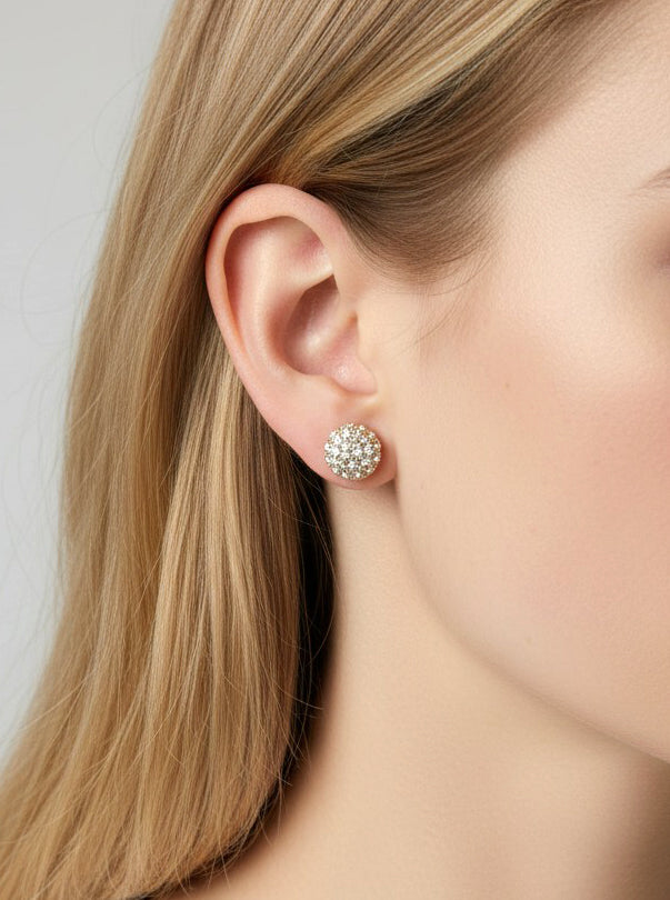 Pavé Crystal Round Stud Earrings