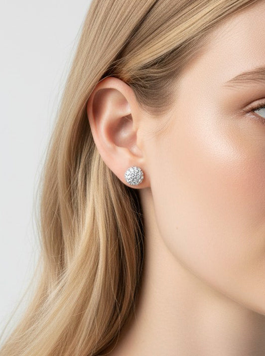 Pavé Crystal Round Stud Earrings