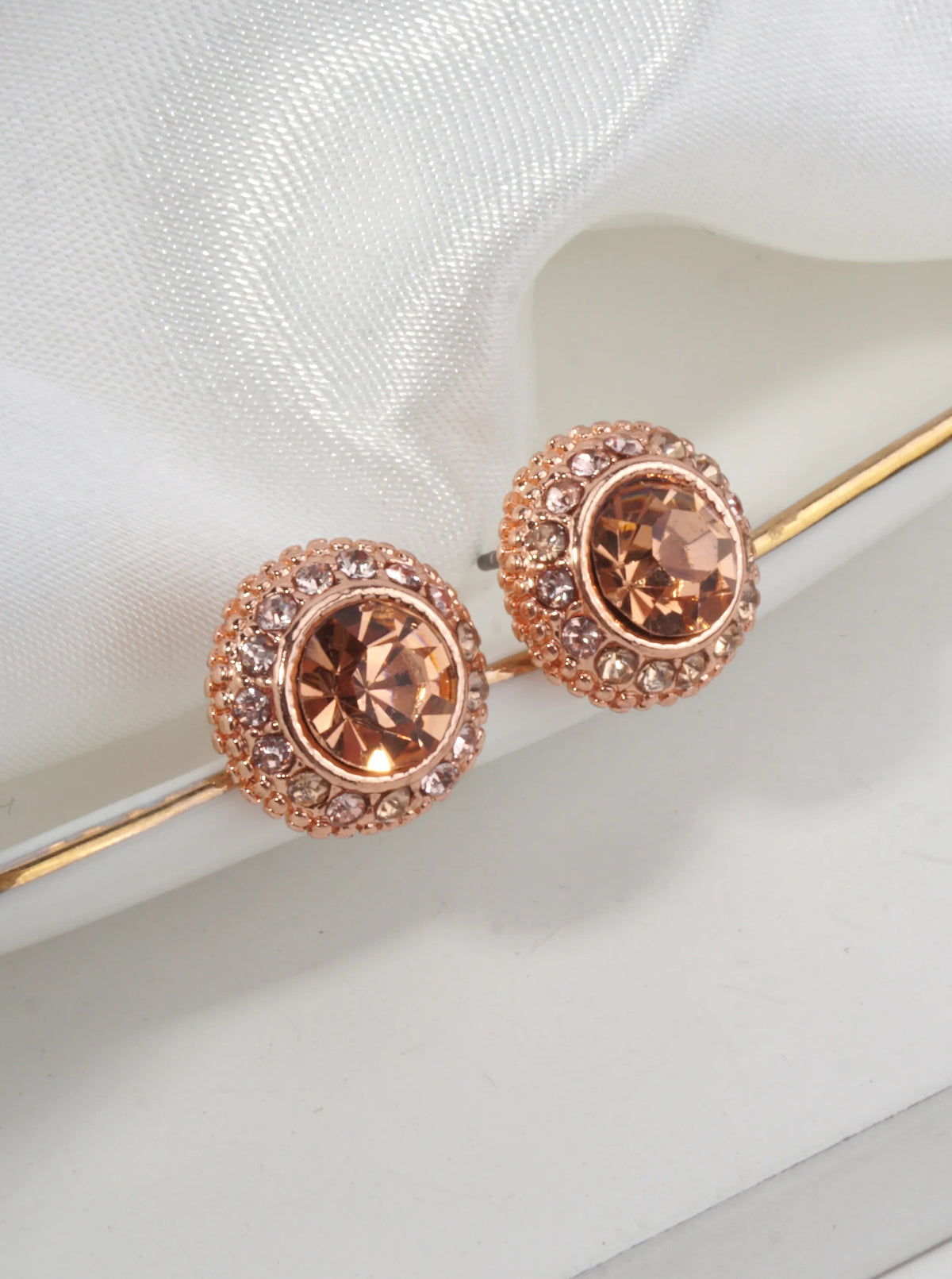 Modern Pave Crystal Stud Earrings
