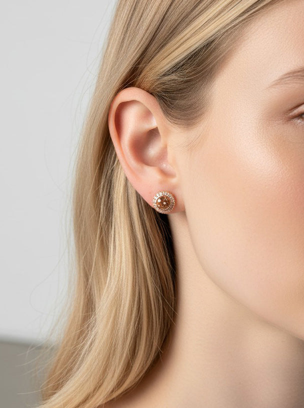 Modern Pave Crystal Stud Earrings