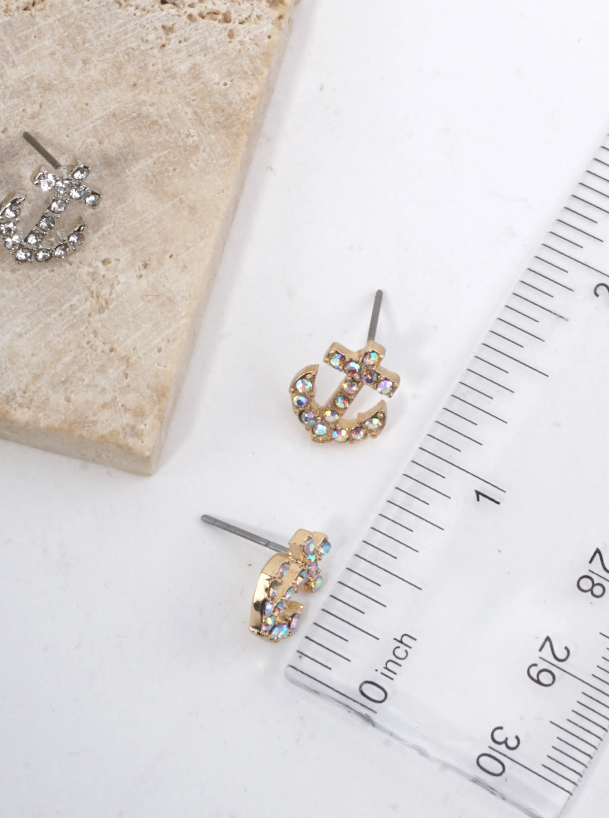 Crystal Anchor Stud Earrings
