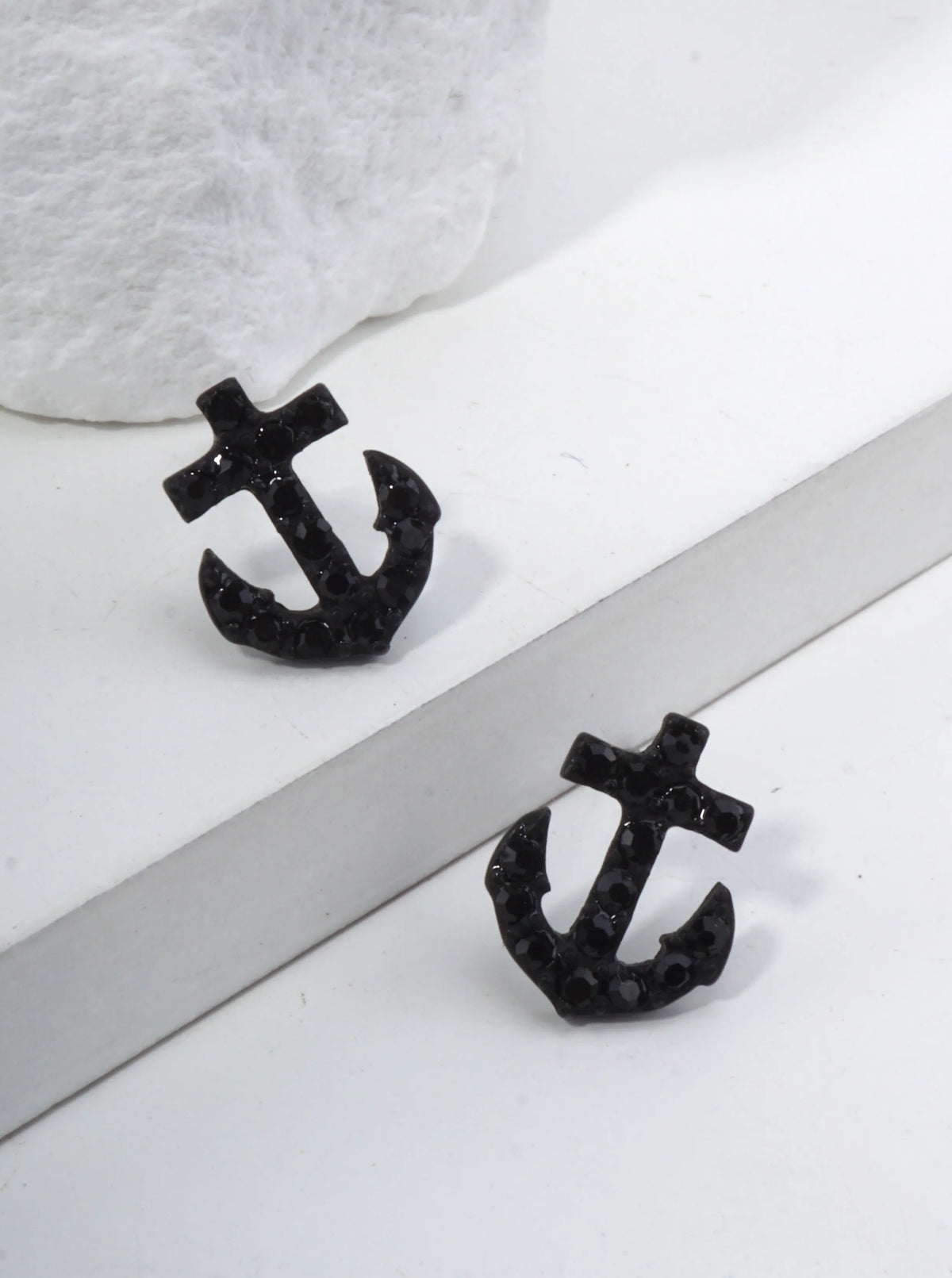 Crystal Anchor Stud Earrings