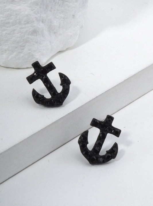 Crystal Anchor Stud Earrings