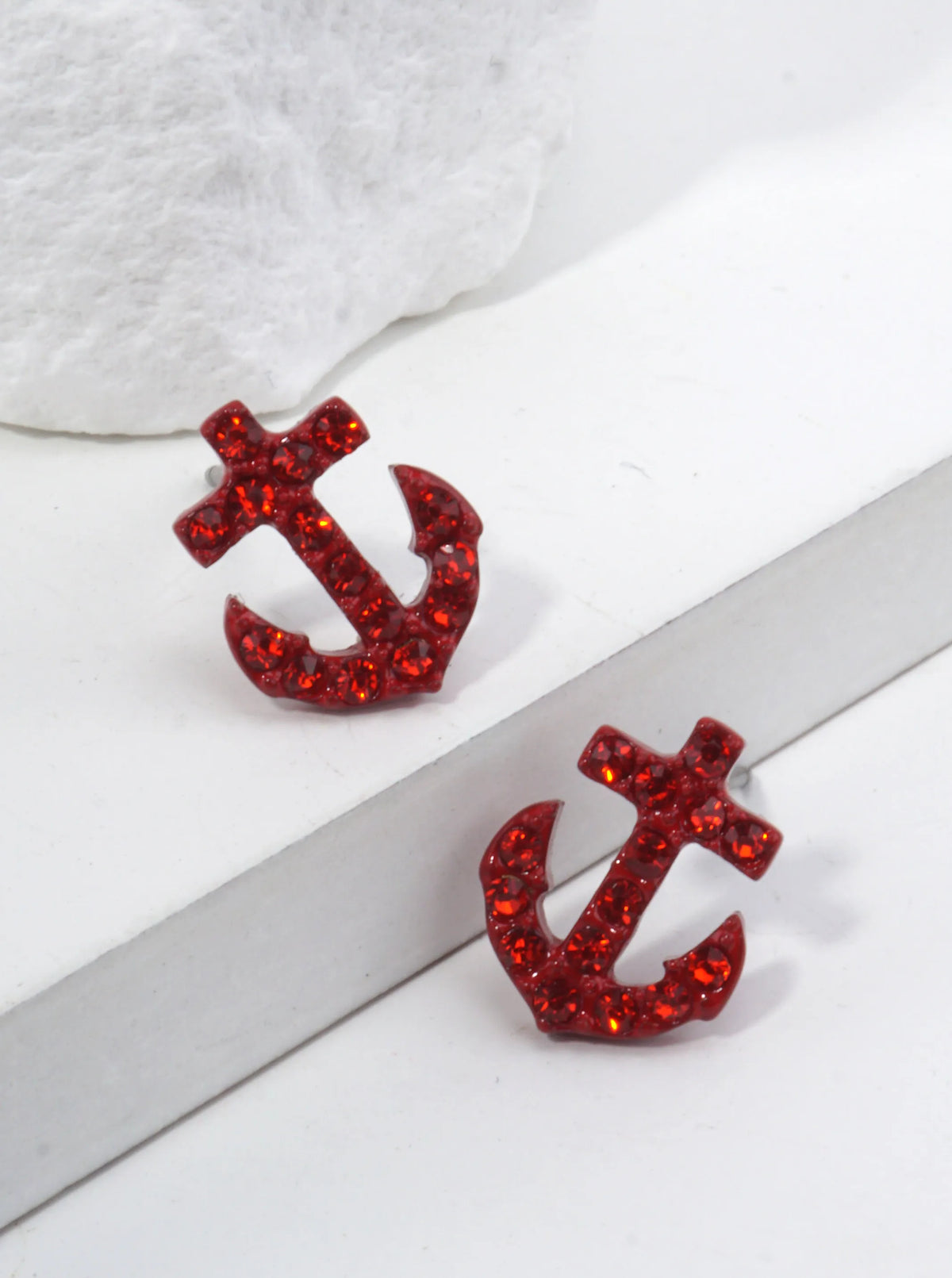 Crystal Anchor Stud Earrings