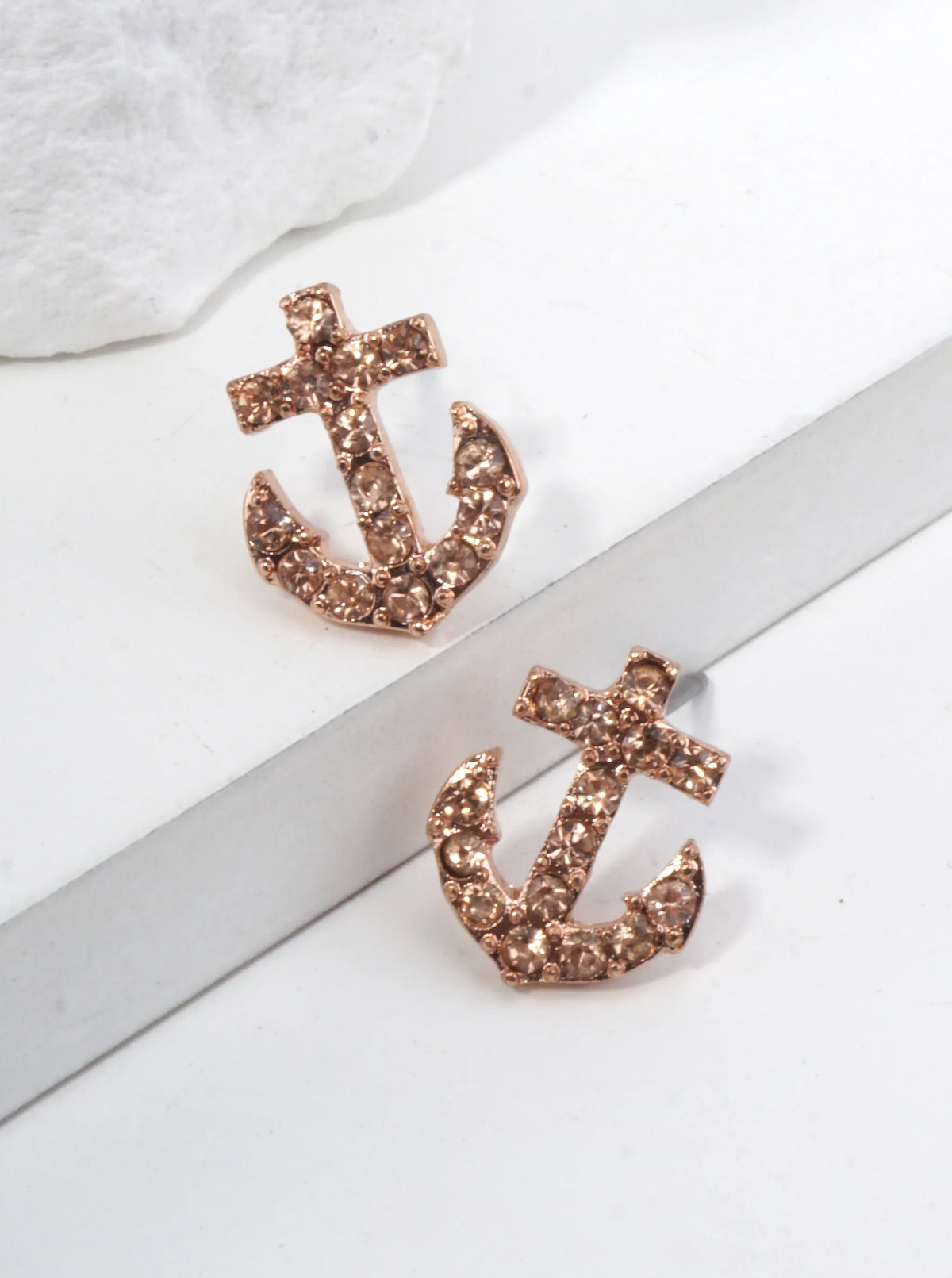 Crystal Anchor Stud Earrings