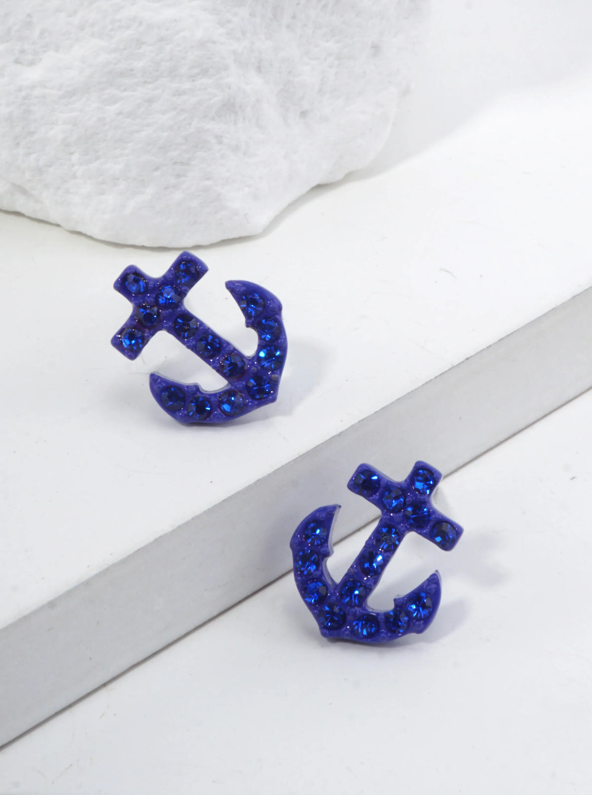 Crystal Anchor Stud Earrings