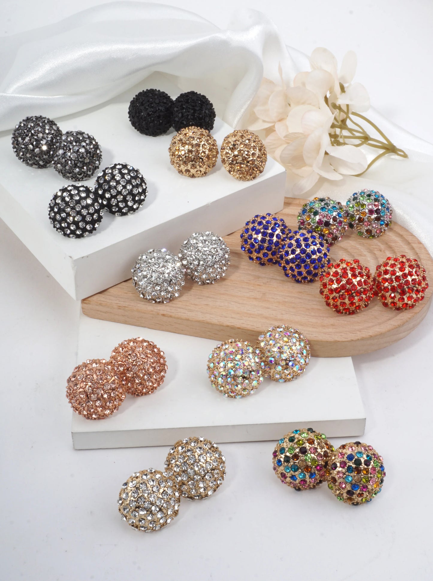 Dazzling Crystal Pave Stud Earrings