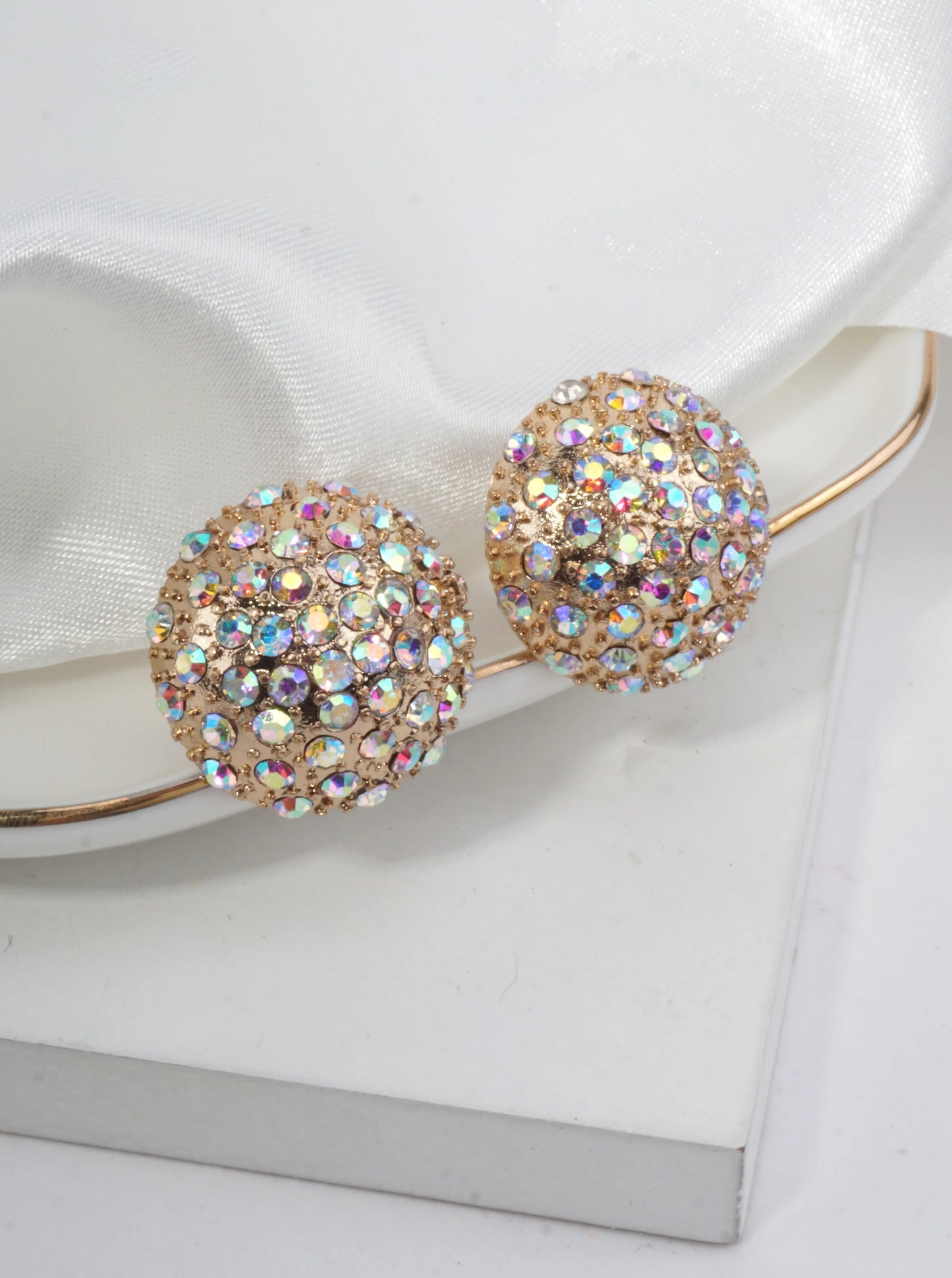Dazzling Crystal Pave Stud Earrings