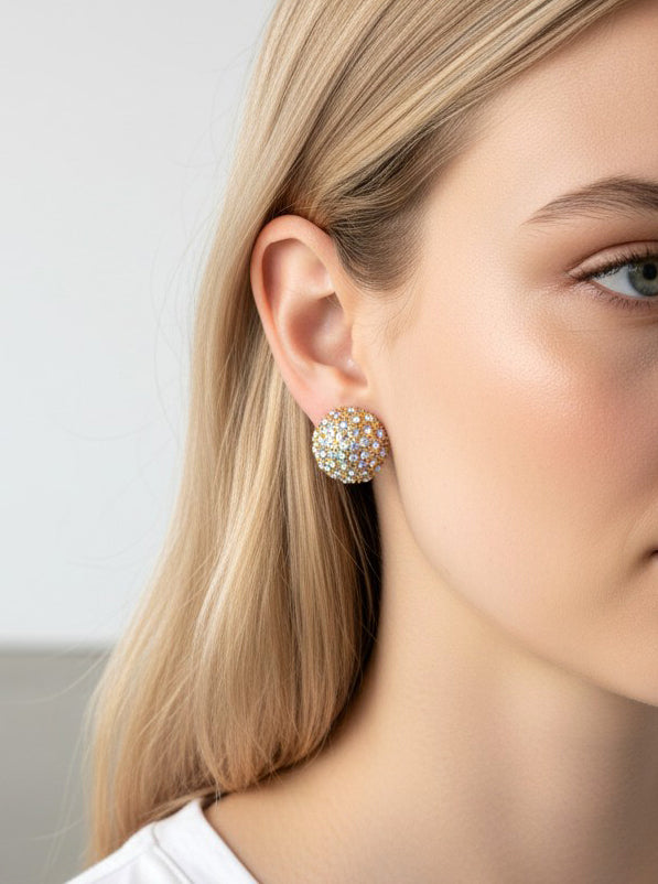 Dazzling Crystal Pave Stud Earrings
