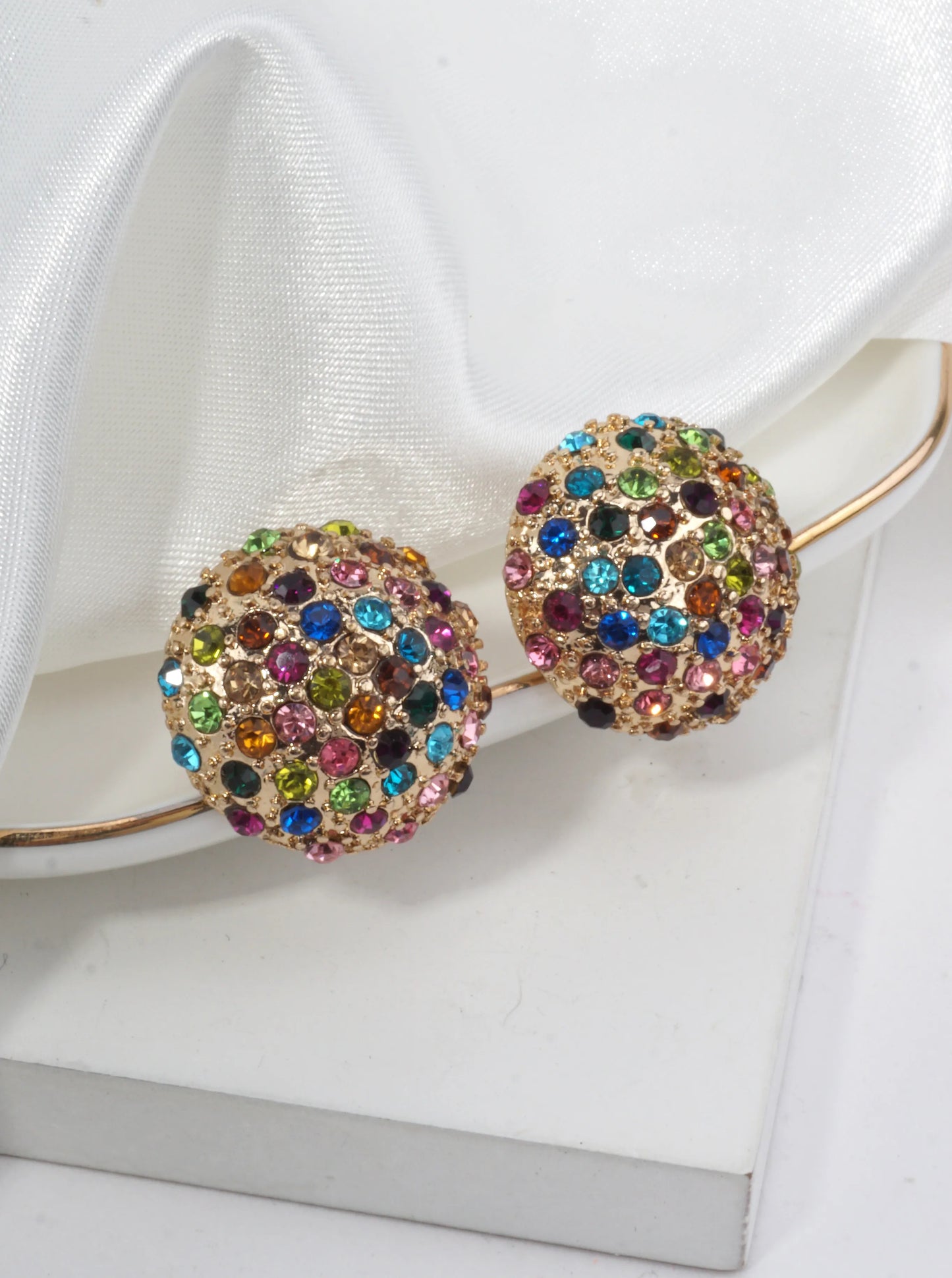 Dazzling Crystal Pave Stud Earrings