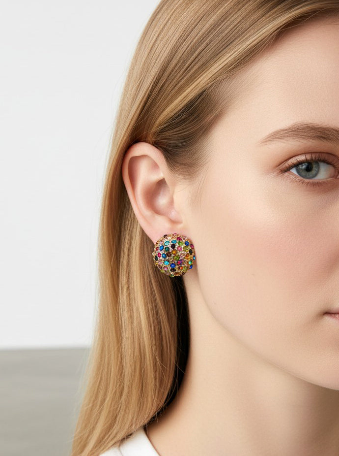 Dazzling Crystal Pave Stud Earrings