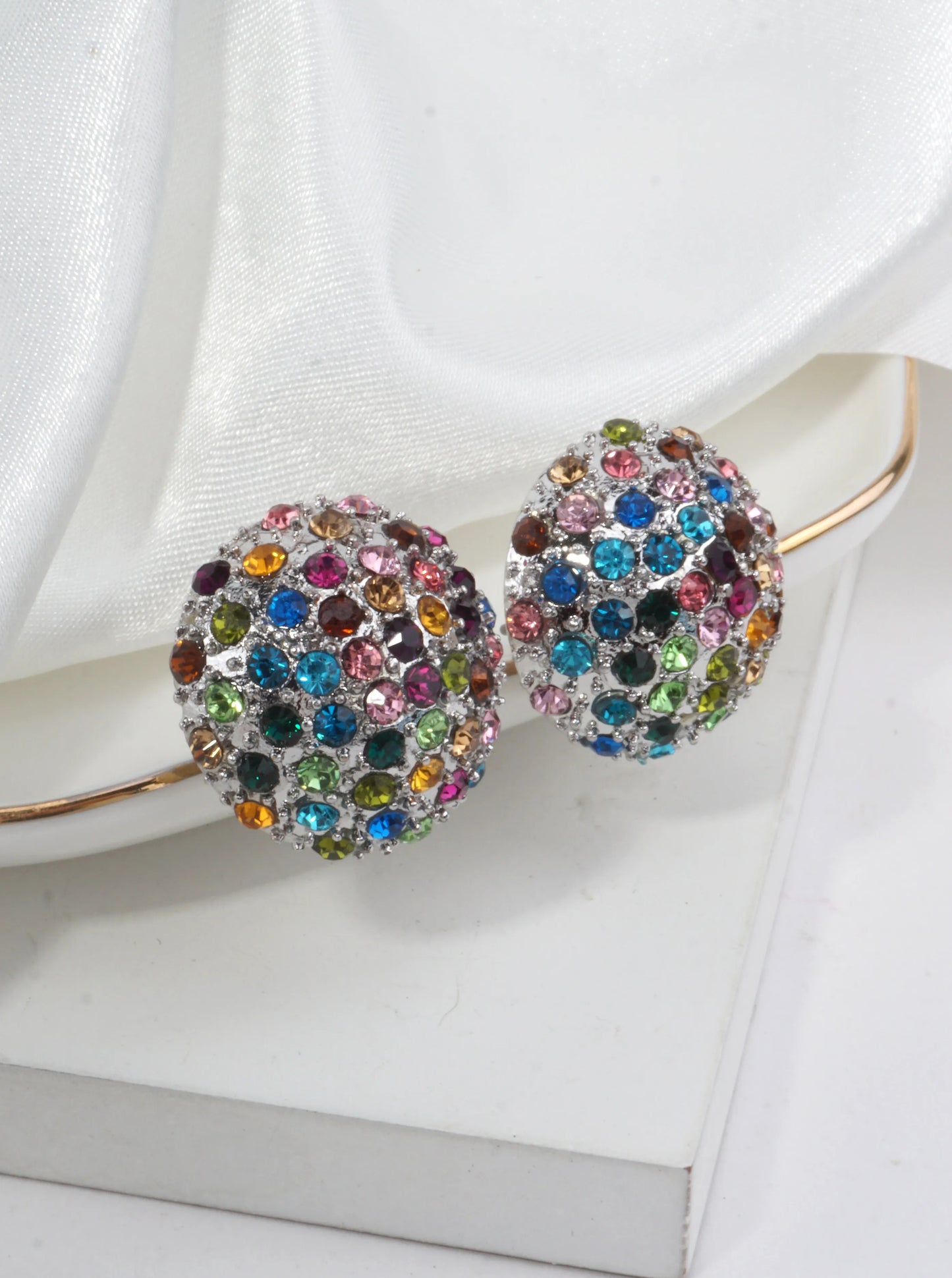 Dazzling Crystal Pave Stud Earrings