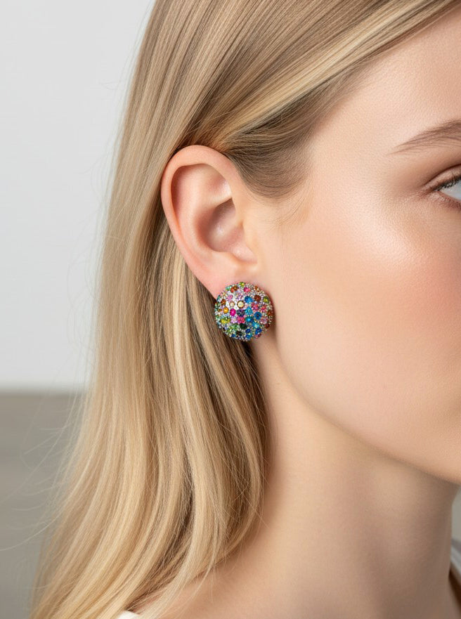 Dazzling Crystal Pave Stud Earrings