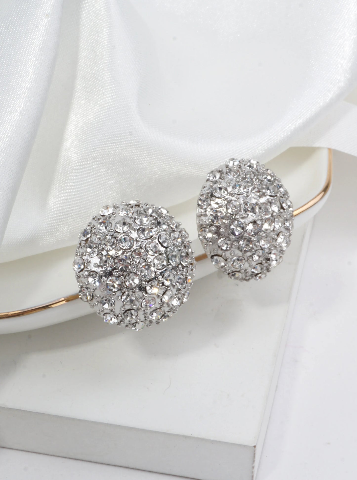 Dazzling Crystal Pave Stud Earrings