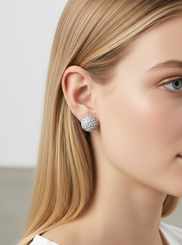 Dazzling Crystal Pave Stud Earrings