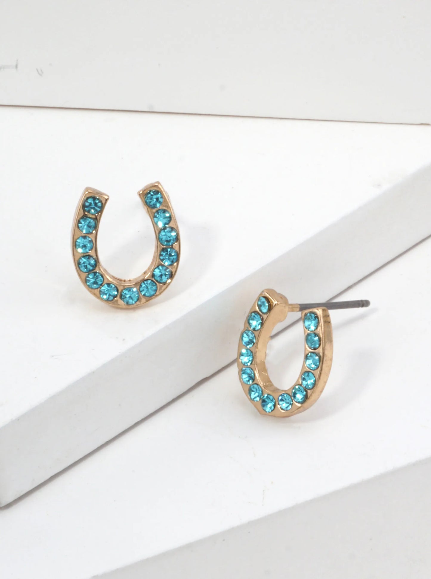 Horseshoe Crystal Pave Stud Earrings