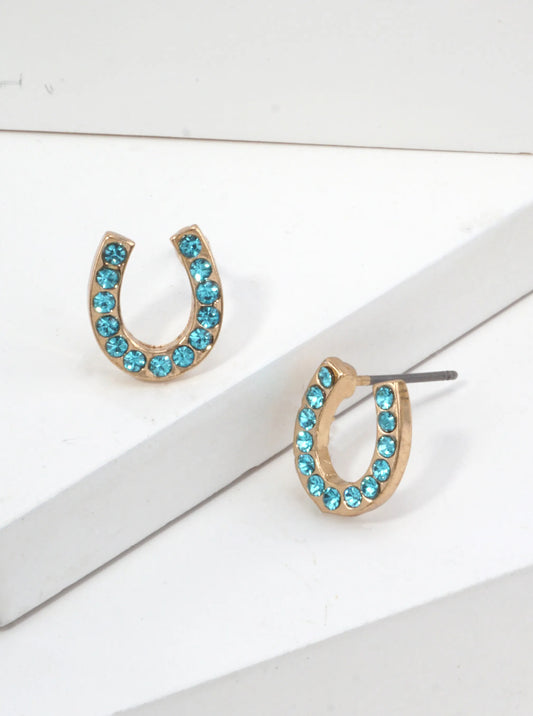 Horseshoe Crystal Pave Stud Earrings