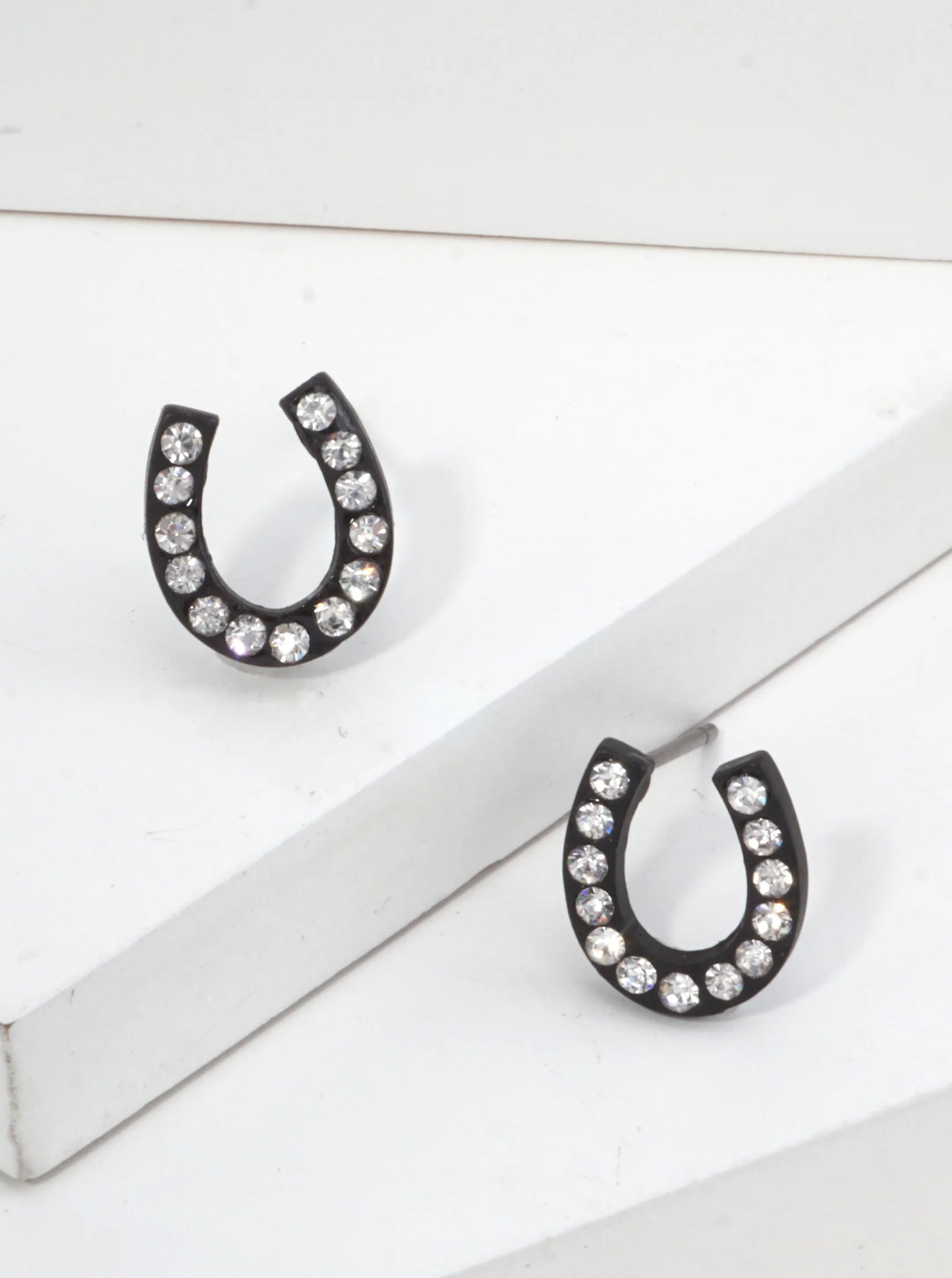 Horseshoe Crystal Pave Stud Earrings