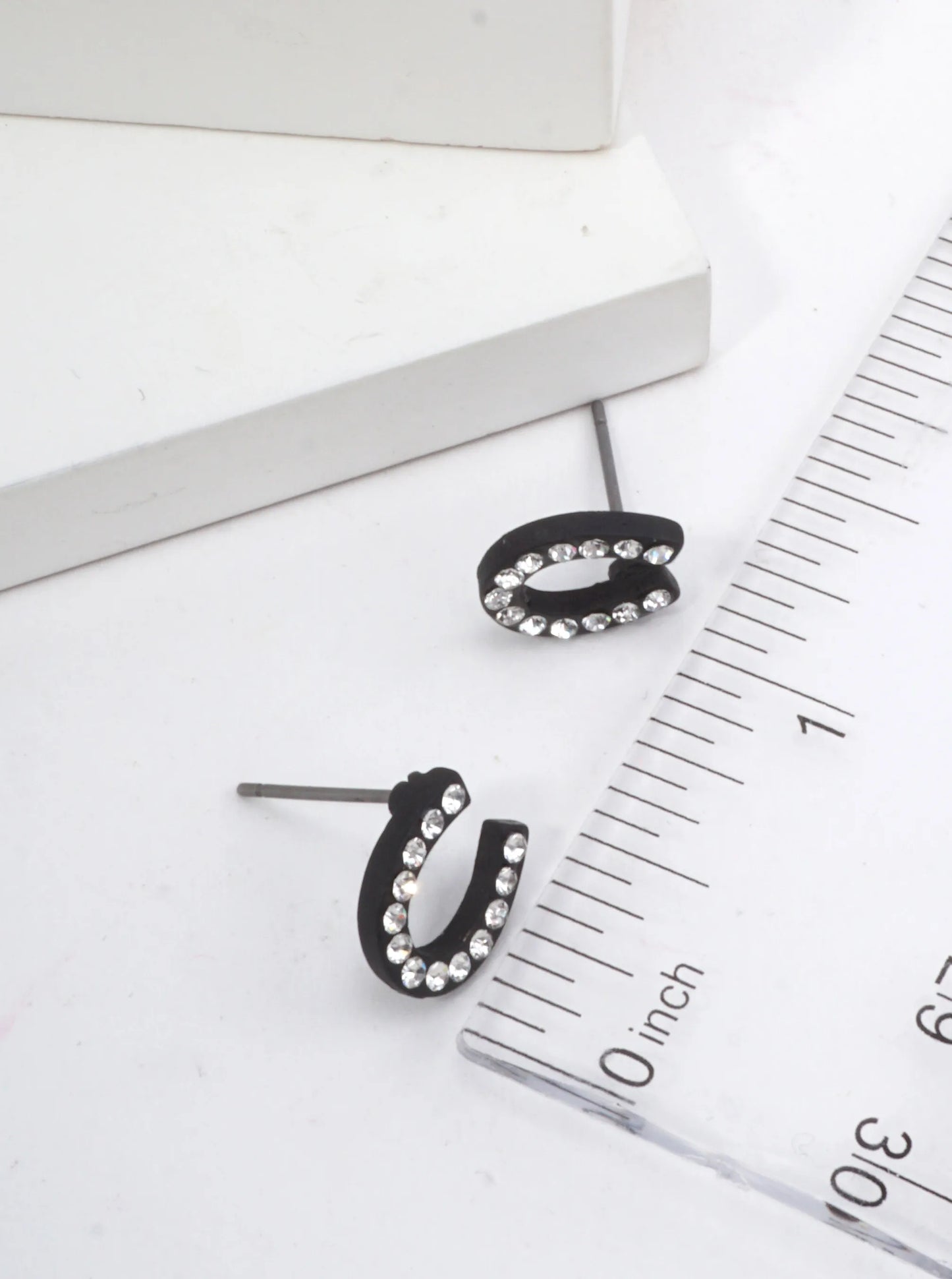 Horseshoe Crystal Pave Stud Earrings