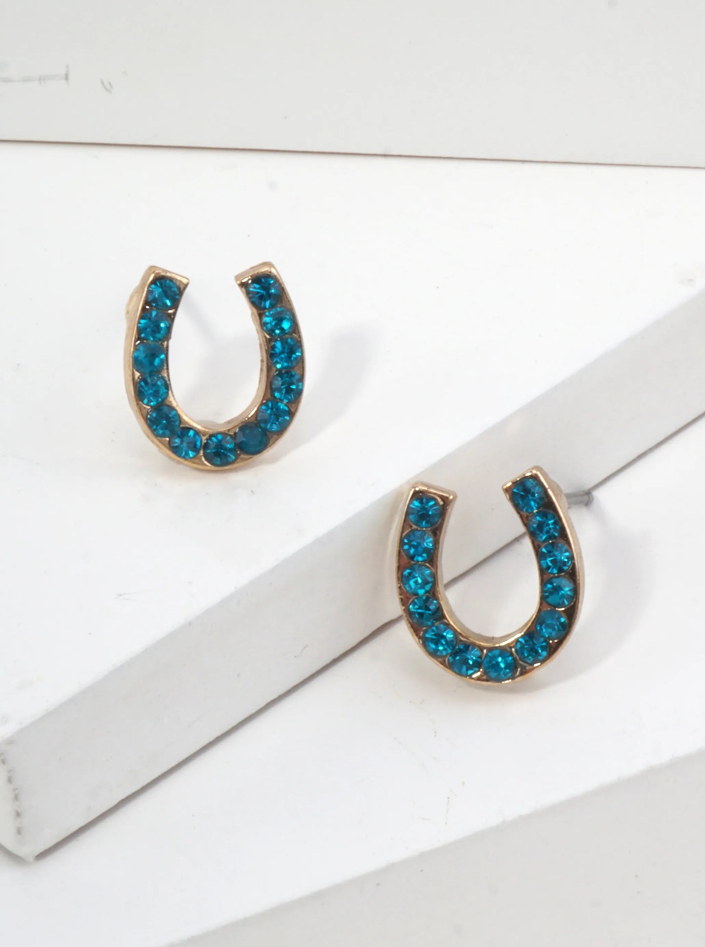 Horseshoe Crystal Pave Stud Earrings