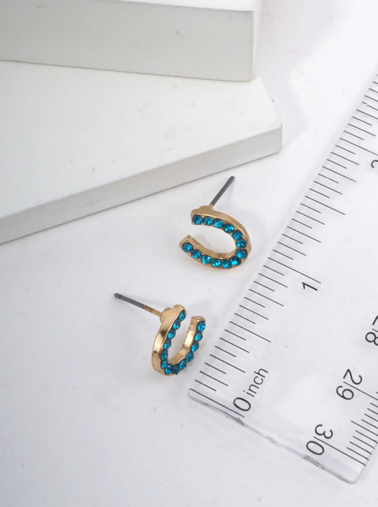 Horseshoe Crystal Pave Stud Earrings