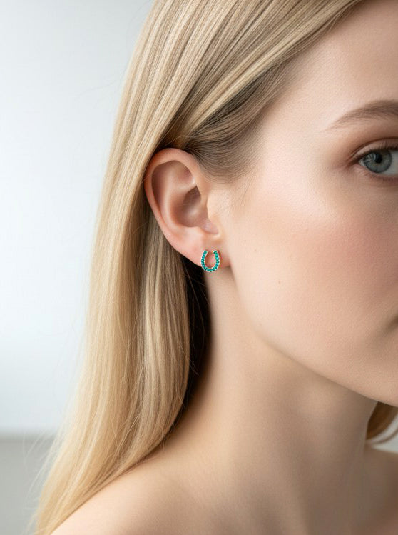 Horseshoe Crystal Pave Stud Earrings