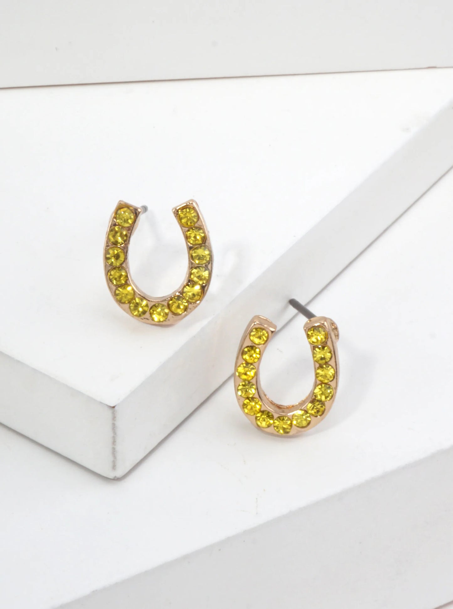 Horseshoe Crystal Pave Stud Earrings