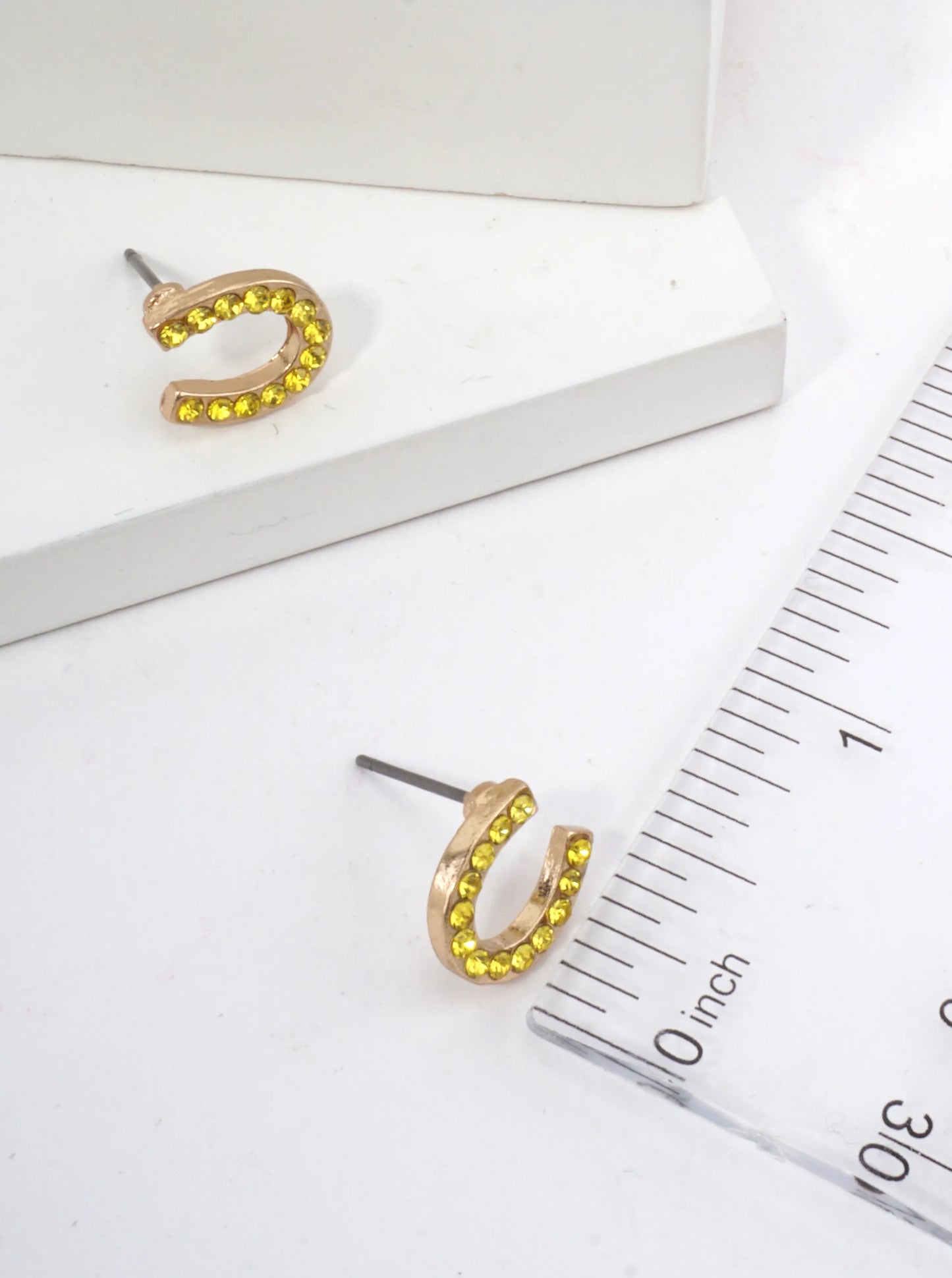 Horseshoe Crystal Pave Stud Earrings