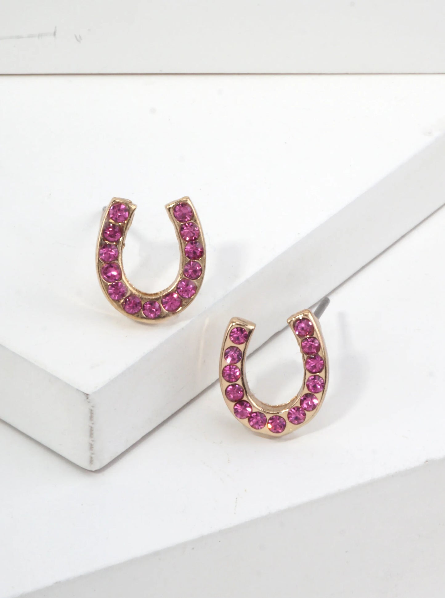 Horseshoe Crystal Pave Stud Earrings