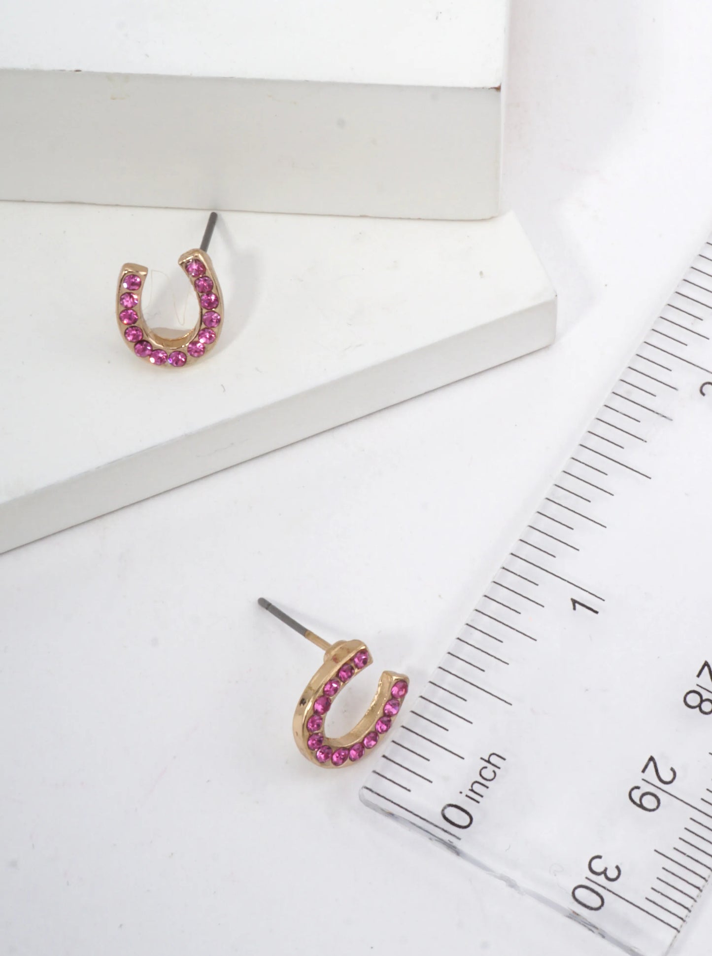 Horseshoe Crystal Pave Stud Earrings