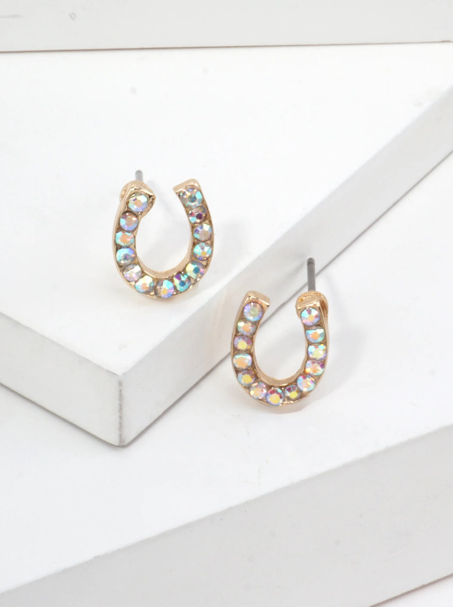 Horseshoe Crystal Pave Stud Earrings