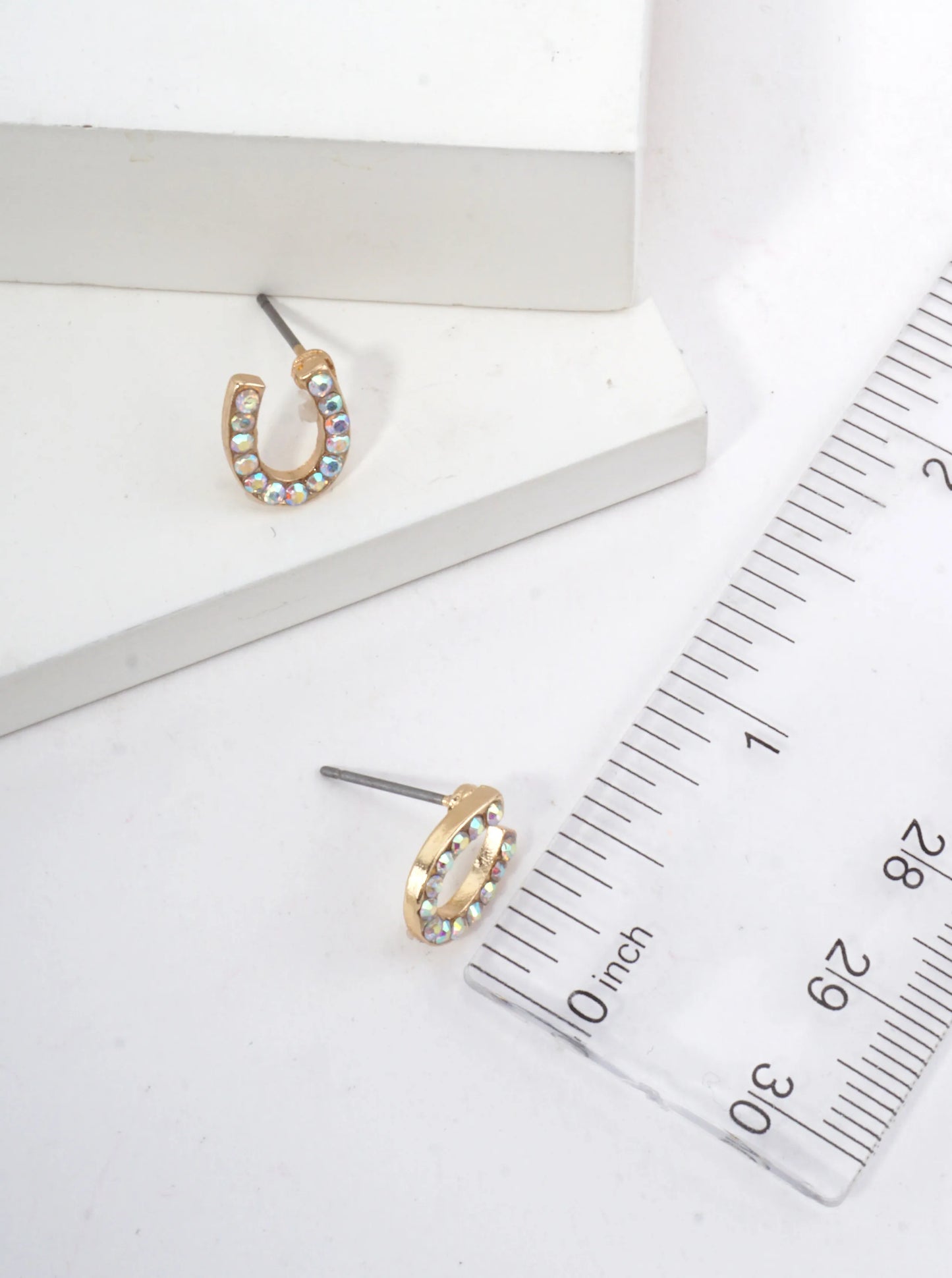 Horseshoe Crystal Pave Stud Earrings