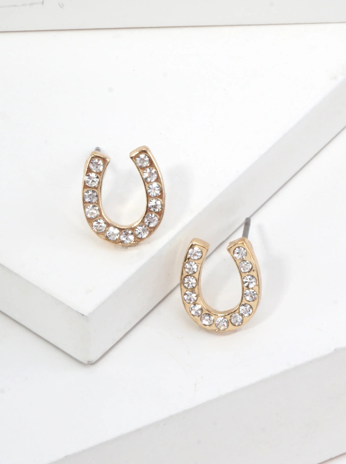 Horseshoe Crystal Pave Stud Earrings