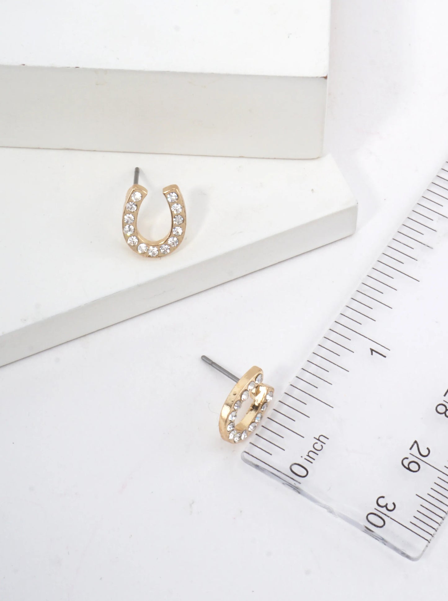 Horseshoe Crystal Pave Stud Earrings