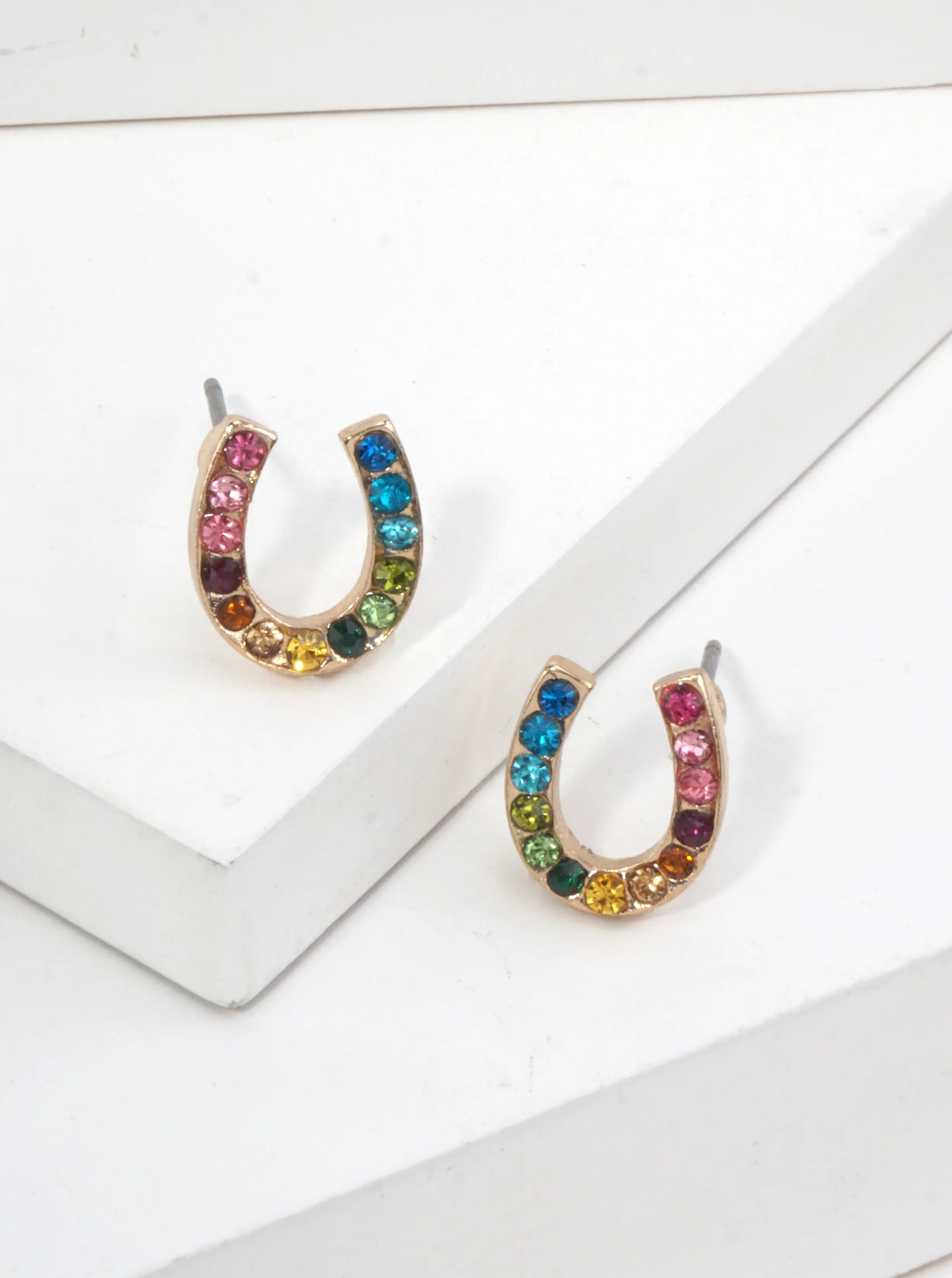 Horseshoe Crystal Pave Stud Earrings
