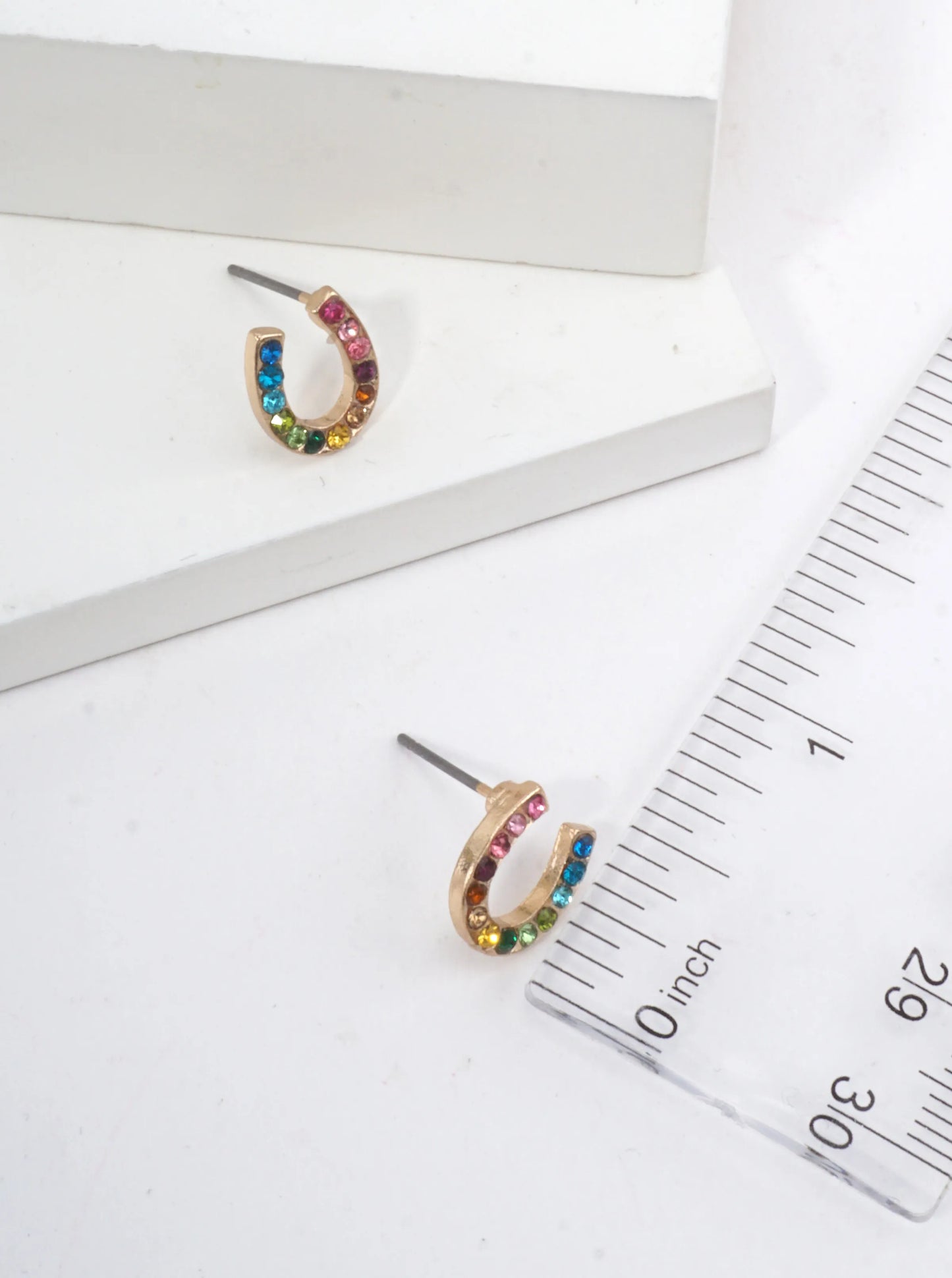 Horseshoe Crystal Pave Stud Earrings