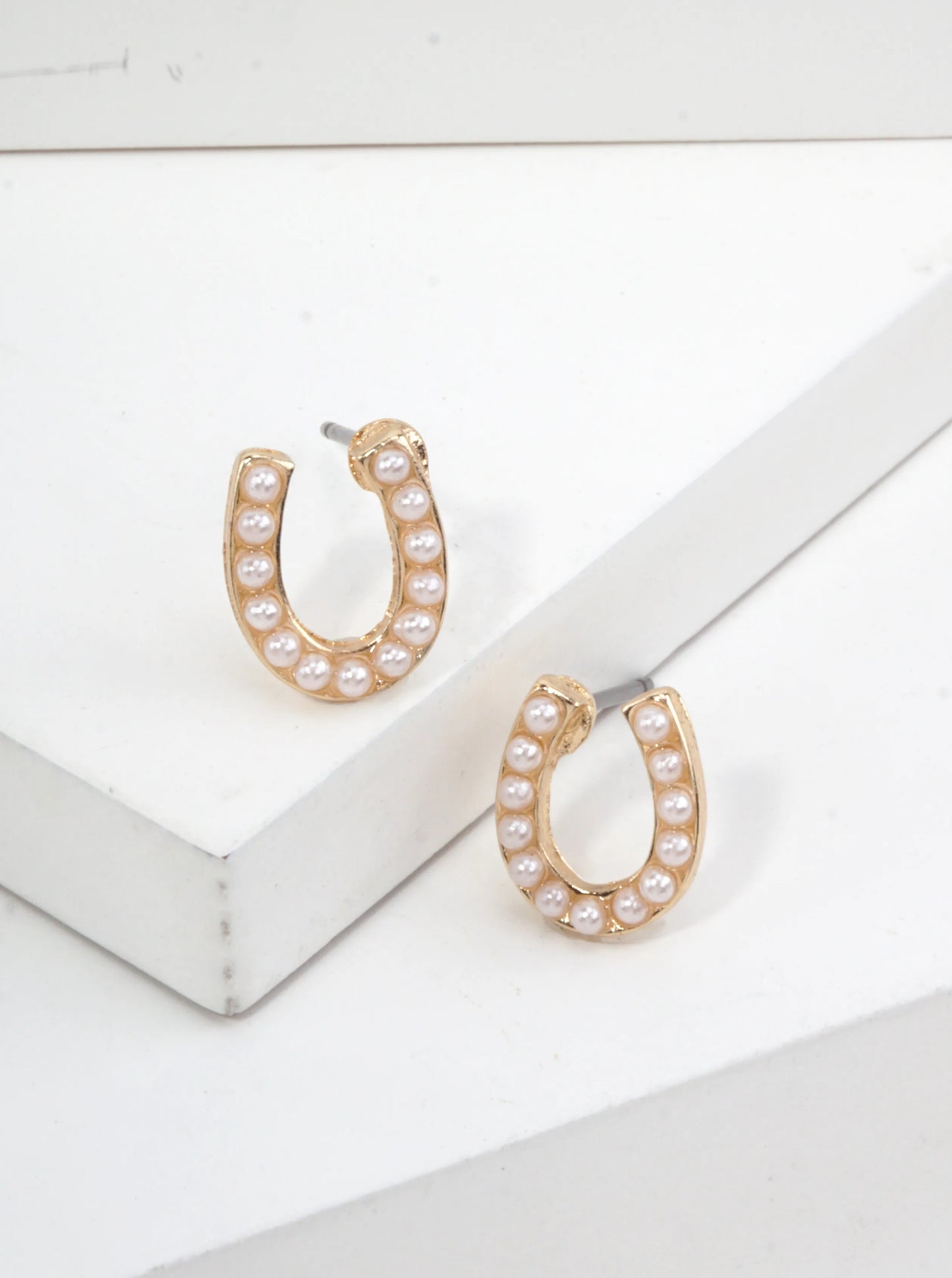 Horseshoe Crystal Pave Stud Earrings